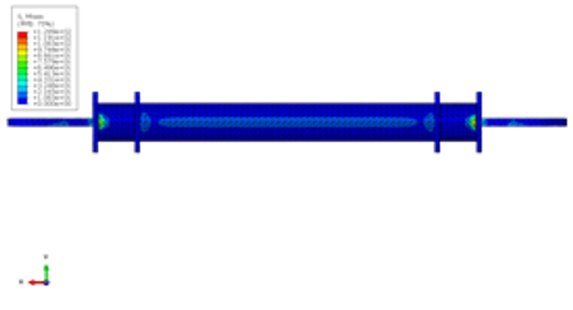 After the shape change the peak sits at a load-bearing roller, not at the original connecting plate.